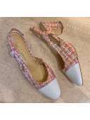 Chanel Slingbacks In Lambskin & Tweed G31318 Pink/White 2020