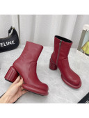 Jil Sander Lambskin Heel Ankle Boots 8cm Burgundy 2021 64