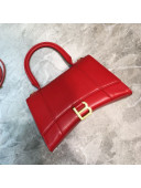 Balenciaga Hourglass Small Top Handle Bag in Smooth Leather Red/Gold 2019