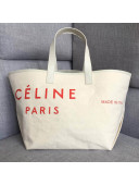 Celine Medium Made in Tote in Textile White/Red 2018