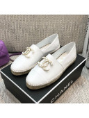 Chanel Chain CC Lambskin Flat Espadrilles White 2021