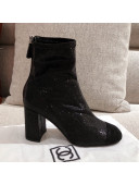 Chanel Shiny Sequins Fabric Short Boots G36479 Black 2020