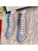 Gucci GG Canvas and Calfskin High-top Sneakers Grey 2019  