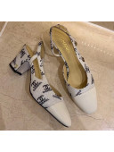 Chanel Slingbacks In Lambskin & CC Logo Printed Fabric G31318 White 2020