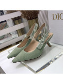 Dior J'Adior Slingback Pumps 6.5cm in Green Cotton Ribbon 2021