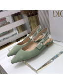 Dior J'Adior Slingback Ballerina Flat in Green Cotton Ribbon 2021