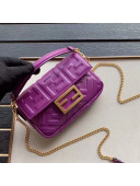 Fendi Baguette Mini FF Logo Lambskin Flap Bag Purple 2019