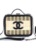 Chanel Medium Rattan Woven Vanity Case A93343 Black/Beige 2019