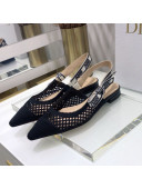 Dior J'Adior Slingback Ballerina Flat in Black Mesh Embroidery 2021