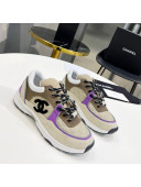 Chanel Suede & Mesh Sneakers G38299 Khaki/Purple 2021 111726