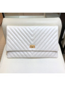 Chanel Chevron Flap Clutch White 2019