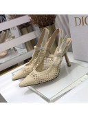 Dior J'Adior Slingback Pumps 9.5cm in Cream White Mesh Embroidery 2021