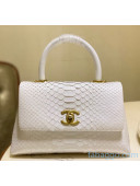 Chanel Python & Lambskin Leather Small Flap Bag With Top Handle A93050 White 2020