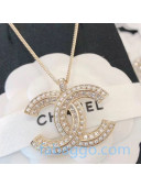 Chanel Pearl Crystal CC Pendant Necklace 2020