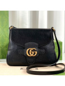 Gucci Leather Small Messenger Bag with Double G 648934 Black 2021