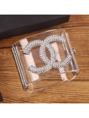 Chanel Transparent Resin Crystal CC Cuff Bracelet 2019