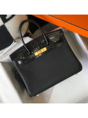 Hermes Touch Birkin Bag 30cm in Crocodile Embossed Leather and Togo Calfskin Black/Gold 2021