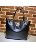 Gucci Leather Tote Bag with Double G 649577 Black 2021