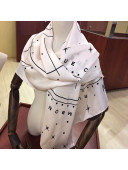 Chanel Silk Twill Star Print Square Scarf 110x110cm White 2020