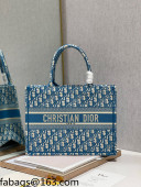 Dior Medium Book Tote Bag in Ocean Blue Oblique Embroidery 2021