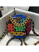 Chanel 19 Graffiti Printed Fabric Round Cluth with Chain AP0945 Multicolor 2021