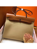 Hermes Original Leather And Canvas Large Herbag Handbag 39cm Khaki/Brown 2019