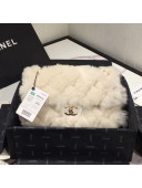 Chanel Shearling Lambskin Medium Flap Bag AS1063 White 2019