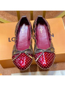 Louis Vuitton Monogram Canvas and Studded Patent Leather Flat Ballerinas Burgundy 2019