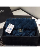 Chanel Shearling Lambskin Medium Flap Bag AS1063 Blue 04 2019