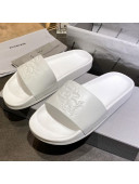 Balenciaga Leather Ox Flat Slide Sandals White 2021 (For Women and Men)