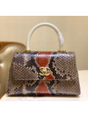 Chanel Python & Lambskin Leather Small Flap Bag With Top Handle A93050 Multicolor/Red 2020