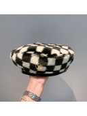 Louis Vuitton Check Fur Beret Hat Black 2021 1105124