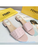 Fendi FF Leather Slide Sandals Pink 2020