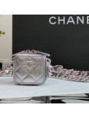 Chanel Gradient Metallic Lambskin Clutch with Chain AP2529 Silver 2022