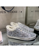 Golden Goose Super-Star Sneakers in Silver Glitter with Shearling Lining 1158 2021