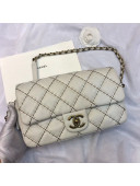 Chanel Stitching Quilted Calfskin Medium Flap Bag White 2019