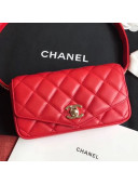 Chanel Quilted Calfskin Flap Belt Bag/Waist Bag AS0628 Red 2019