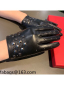 Valentino Rockstud Lambskin and Cashmere Gloves Black 2021 08