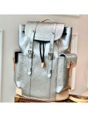 Louis Vuitton Christopher PM Backpack in Monogram Mirror Coated Canvas M58756 Silver/Apricot 2021