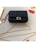 Fendi NANO BAGUETTE Charm Bag in Black Leather 2020