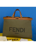 Fendi Peekaboo X-TOTE Canvas Tote Bag Deep Green 2020