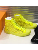 Louis Vuitton Luxembourg Monogram Embroidered High-top Sneakers Neon Yellow 2019 (For Women and Men)