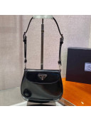 Prada Cleo Brushed Leather Shoulder Bag 1BH188 Black 2021