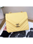 Chanel Chevron Calfskin Chain Flap Bag AS0025 Yellow 2019