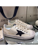 Golden Goose V-Star LTD Sneakers in Beige Canvas With Black Glitter Star 2021