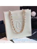 Chanel Shiny Aged Calfskin Vertical Shopping Bag AS1945 White 2020