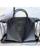 Givenchy Medium Antigona Soft Bag in Crocodile Effect Leather Black 2020