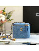 Chanel Denim Small Vanity with Chain and Ball AP1447 Light Blue 2022