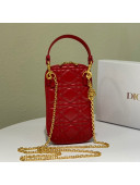 Dior Lady Dior Phone Holder in Red Cannage Lambskin 2021