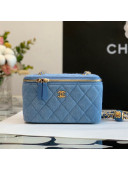 Chanel Denim Vanity Clutch with Chain and Ball AP2303 Light Blue 2022